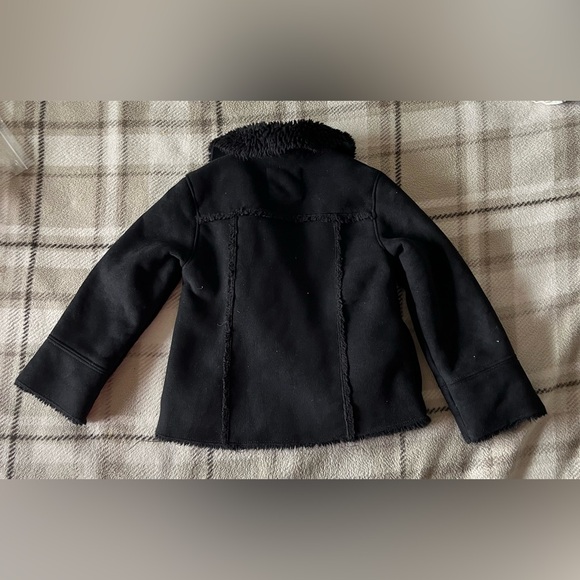GAP Toddler Girl Fleece Lined Black Suede Zippered Jacket - Picture 2 of 3